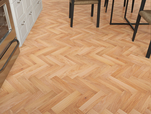 Liberty Herringbone 10 x 80mm Engineered Real Wood Flooring Ashdown Natural Oak Brushed UV Oiled Finish