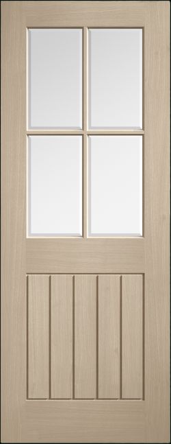Internal Blonde Oak Mexicano Clear Bevelled 4L Glazed Pre-Finished Door