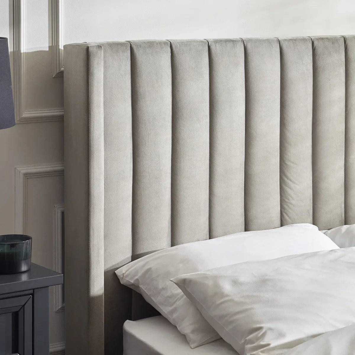 Trinity Clara Side Lift Ottoman Light Grey Fabric TV Bed