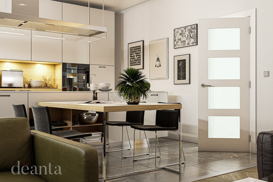 Deanta Internal Coventry White Primed Glazed Door
