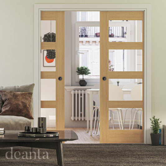 Deanta Internal Coventry Oak Prefinished Glazed Fire Door