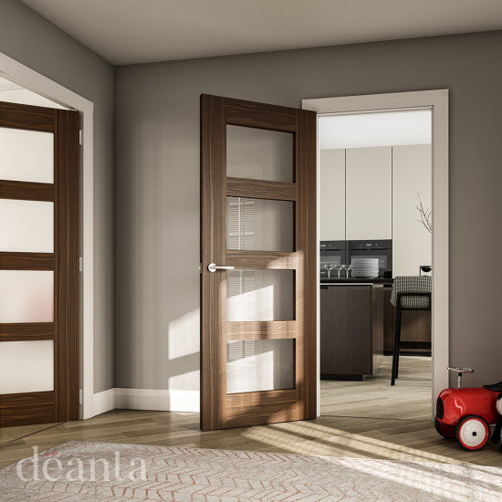 Deanta Internal Coventry Walnut Prefinished Glazed Fire Door