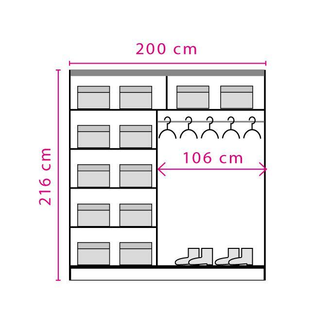 Liberty Effect 2 Sliding Door Wardrobe 200cm