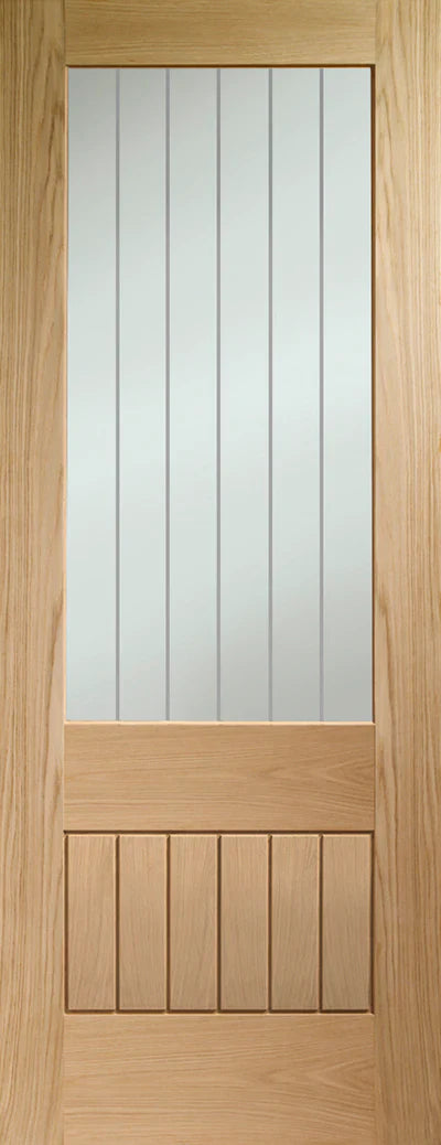 XL Joinery Oak Suffolk Original 2XG with Clear Etched Glass Fire Door