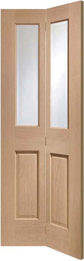 XL Joinery Oak Malton Bi-fold with Clear Bevelled Glass