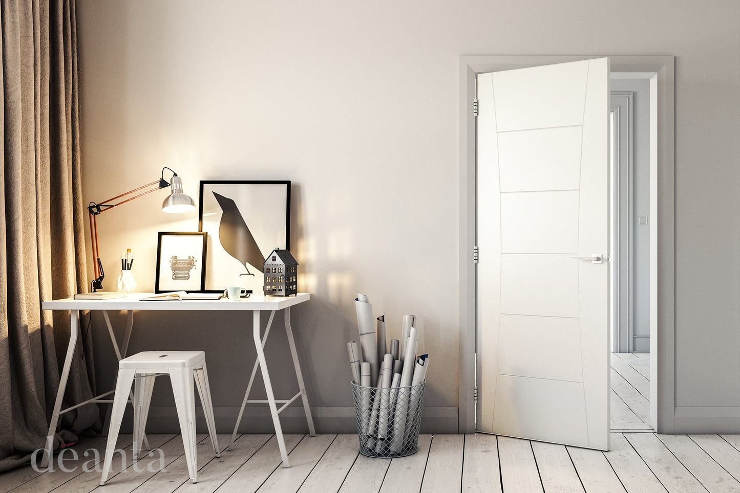 Deanta Internal Pamplona White Primed Fire Door