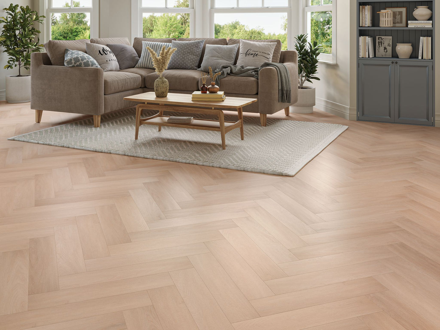 Liberty Lux Sherburn Oak 5mm SPC Luxury Vinyl Flooring Herringbone Built In Underlay
