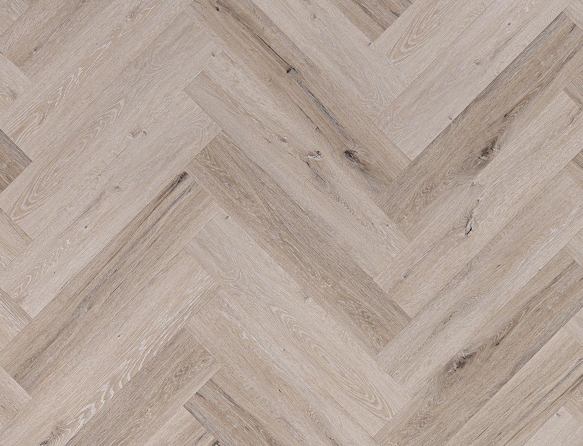 Liberty Lux Studland Whitewashed Grey Oak 5mm SPC Luxury Vinyl Flooring Herringbone Built In Underlay