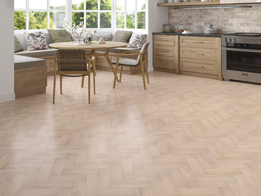 Liberty Wood 14mm Herringbone Real Wood Flooring Light Oak Brushed UV Lacquered