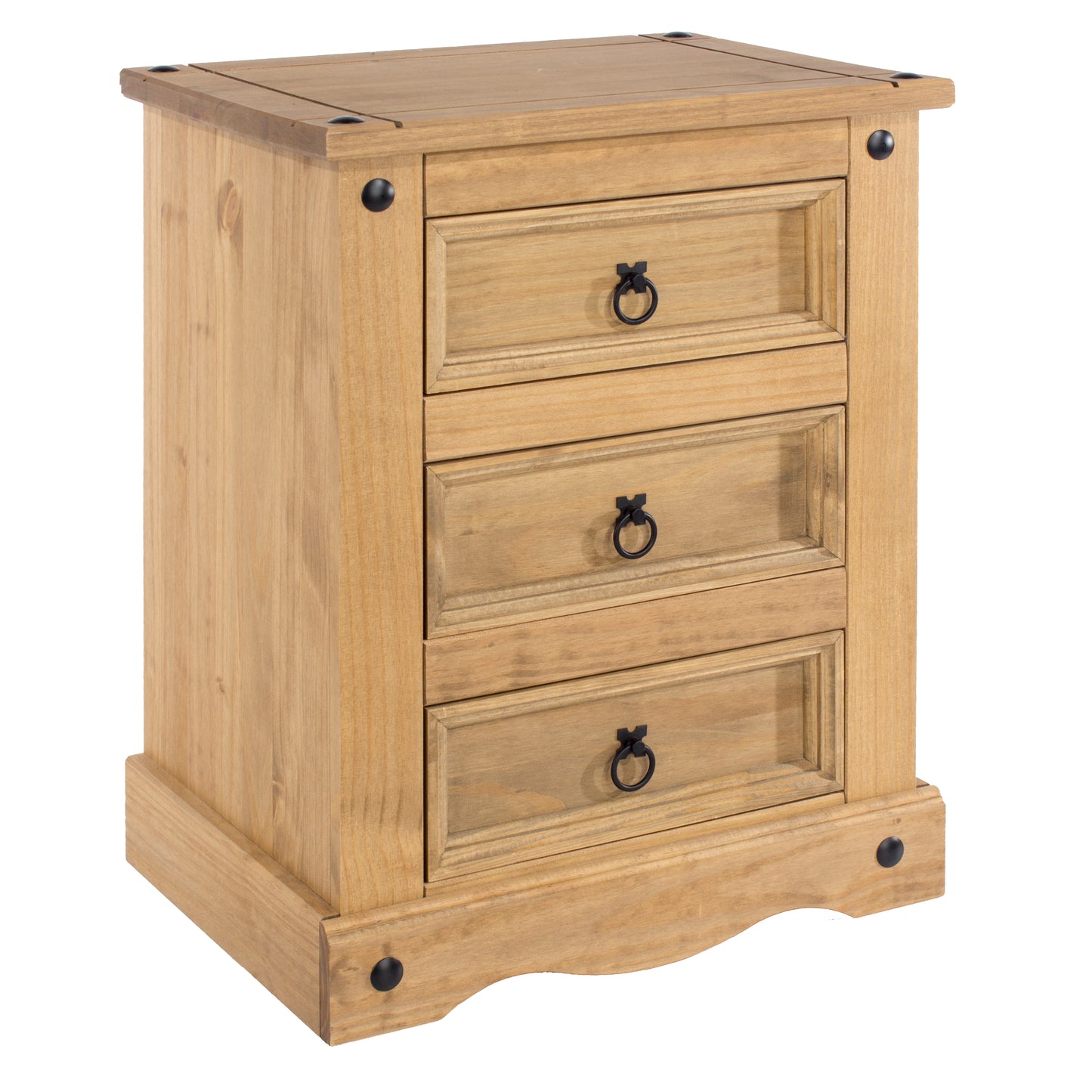 Liberty Corona Premium Waxed Pine Bedroom 3 Drawer Bedside Cabinet