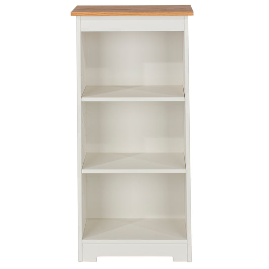 Liberty Colorado Soft White Painted Mdf with Oak Effect Tops Low Narrow Bookcase
