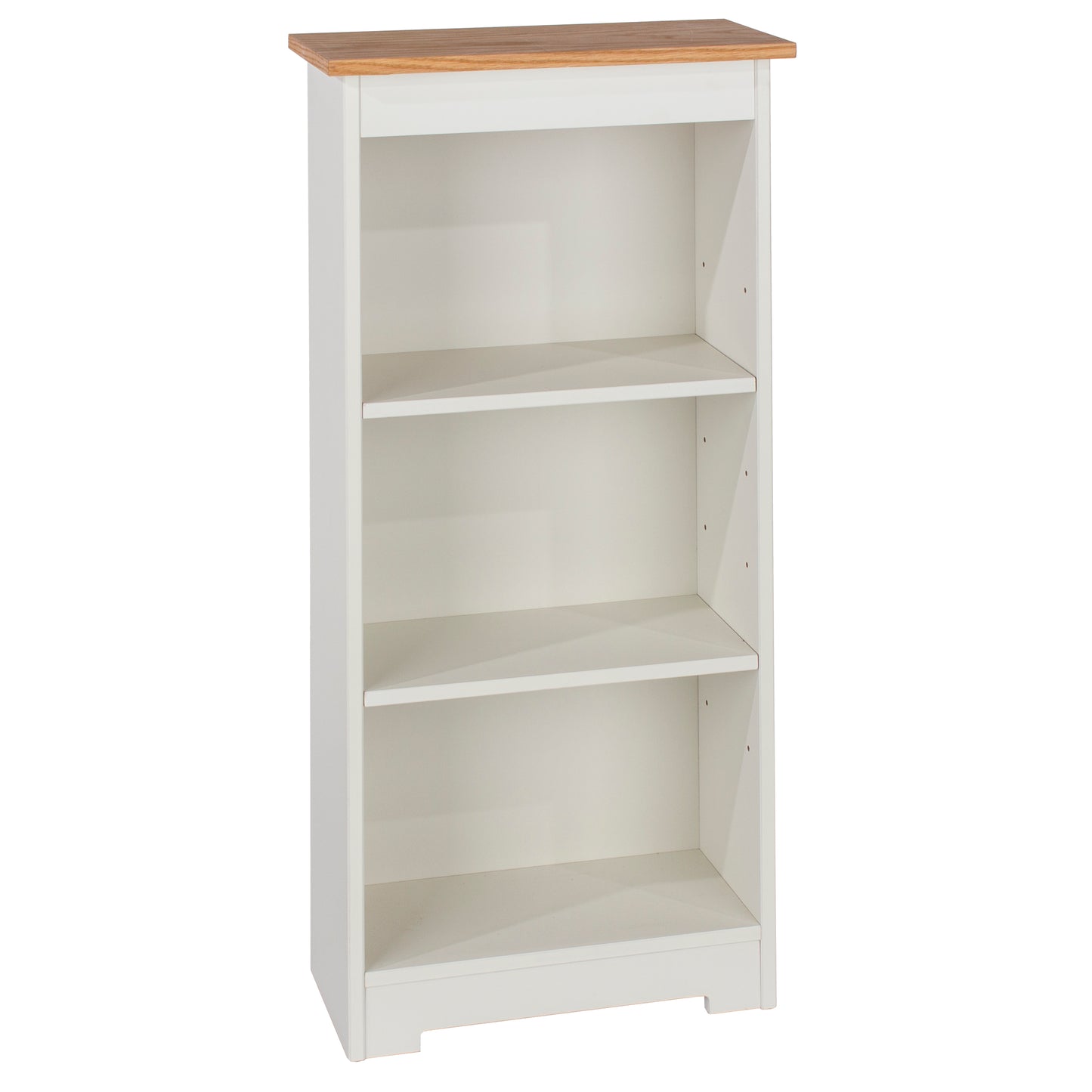 Liberty Colorado Soft White Painted Mdf with Oak Effect Tops Low Narrow Bookcase