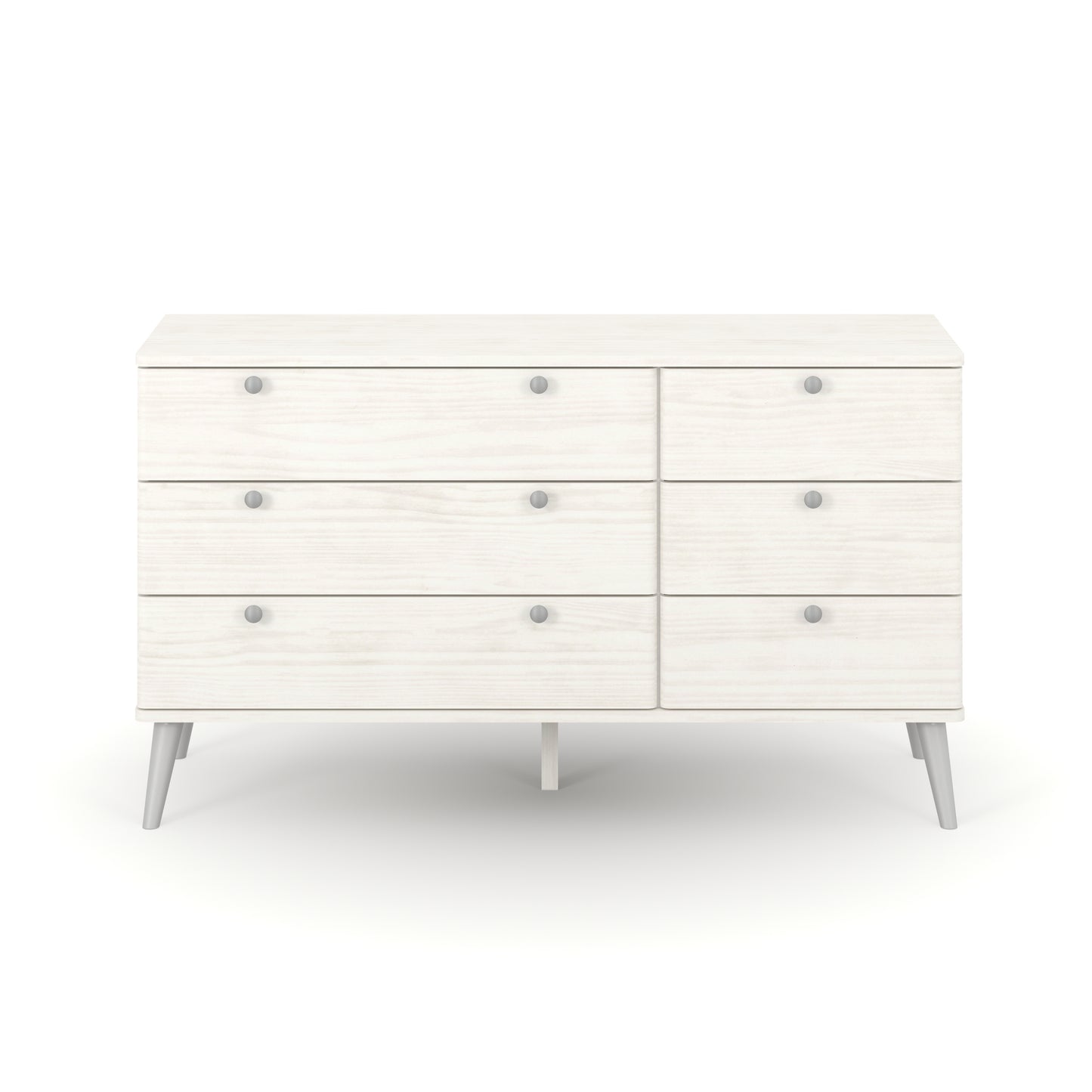 Liberty Augusta Curve White Waxed Pine 3+3 Drawer Wide Chest