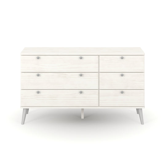Liberty Augusta Curve White Waxed Pine 3+3 Drawer Wide Chest