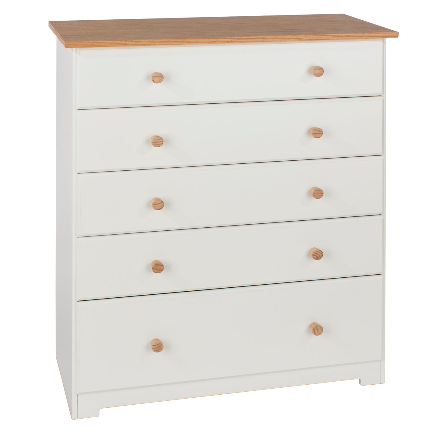 Liberty Colorado Soft White Painted Mdf with Oak Effect Tops 5 Drawer Chest