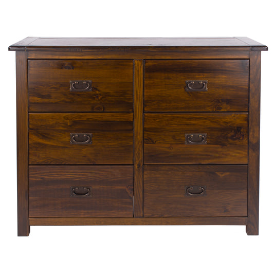 Liberty Boston Handcrafted Dark Lacquered 3+3 Drawer Wide Chest