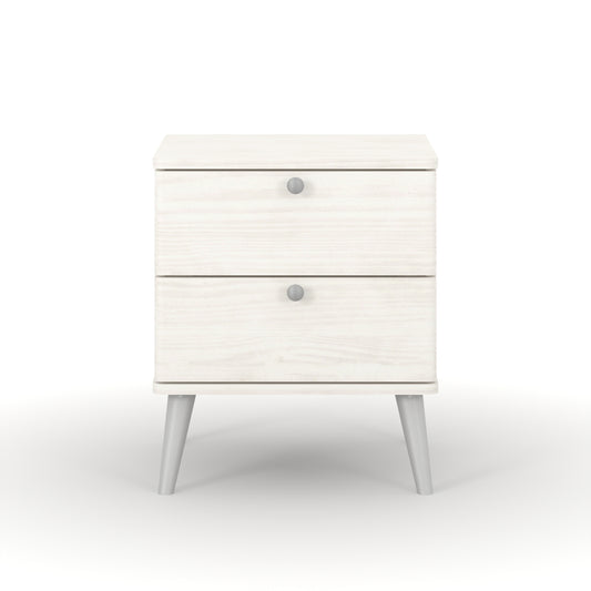 Liberty Augusta Curve White Waxed Pine 2 Drawer Bedside Cabinet