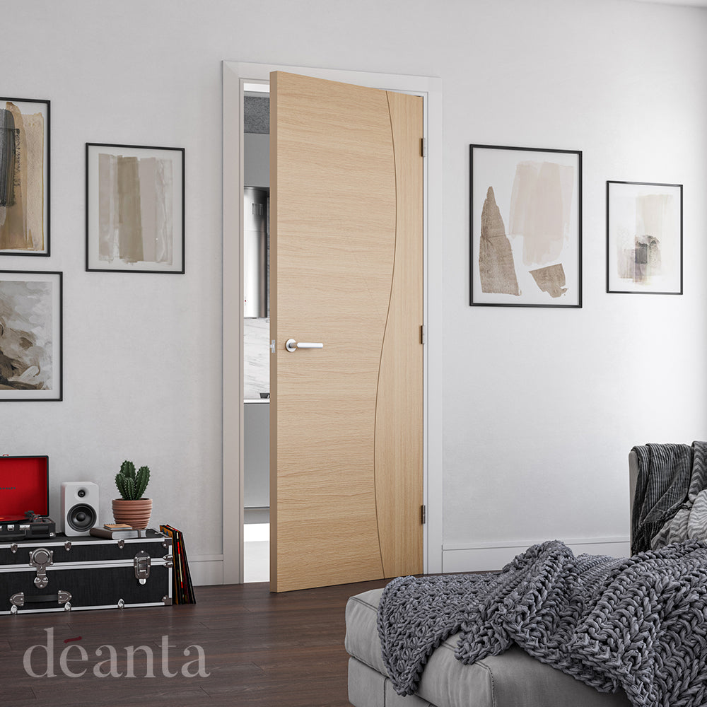 Deanta Internal Oak Cadiz Fire Door Fully Finished FD30