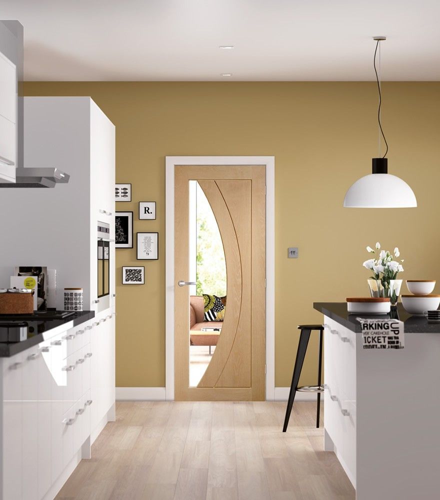 Internal Oak Salerno Door With Clear Glass Clearance Sale