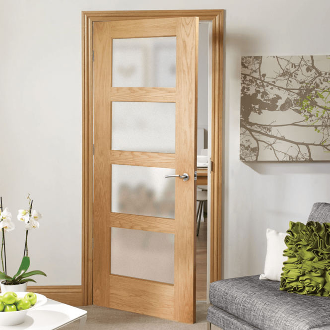 XL Joinery Internal Oak Door Shaker Obscure Glazed Door