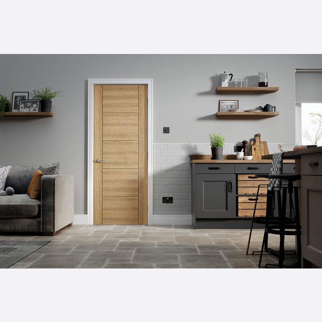 LPD Internal Oak Vancouver 5P Fire Door FD60