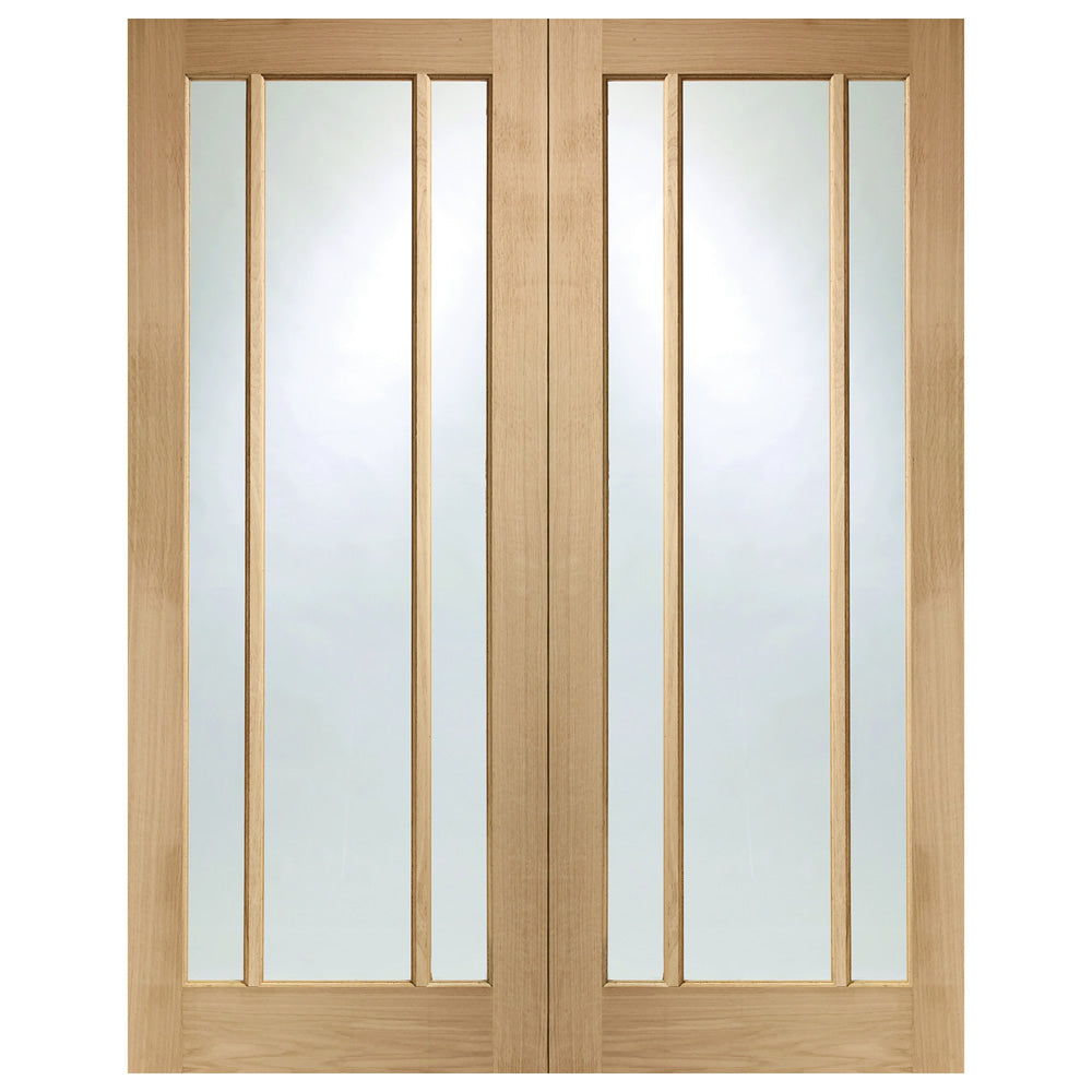 XL Joinery Internal Oak Worcester Pair Of Doors With Clear Glass