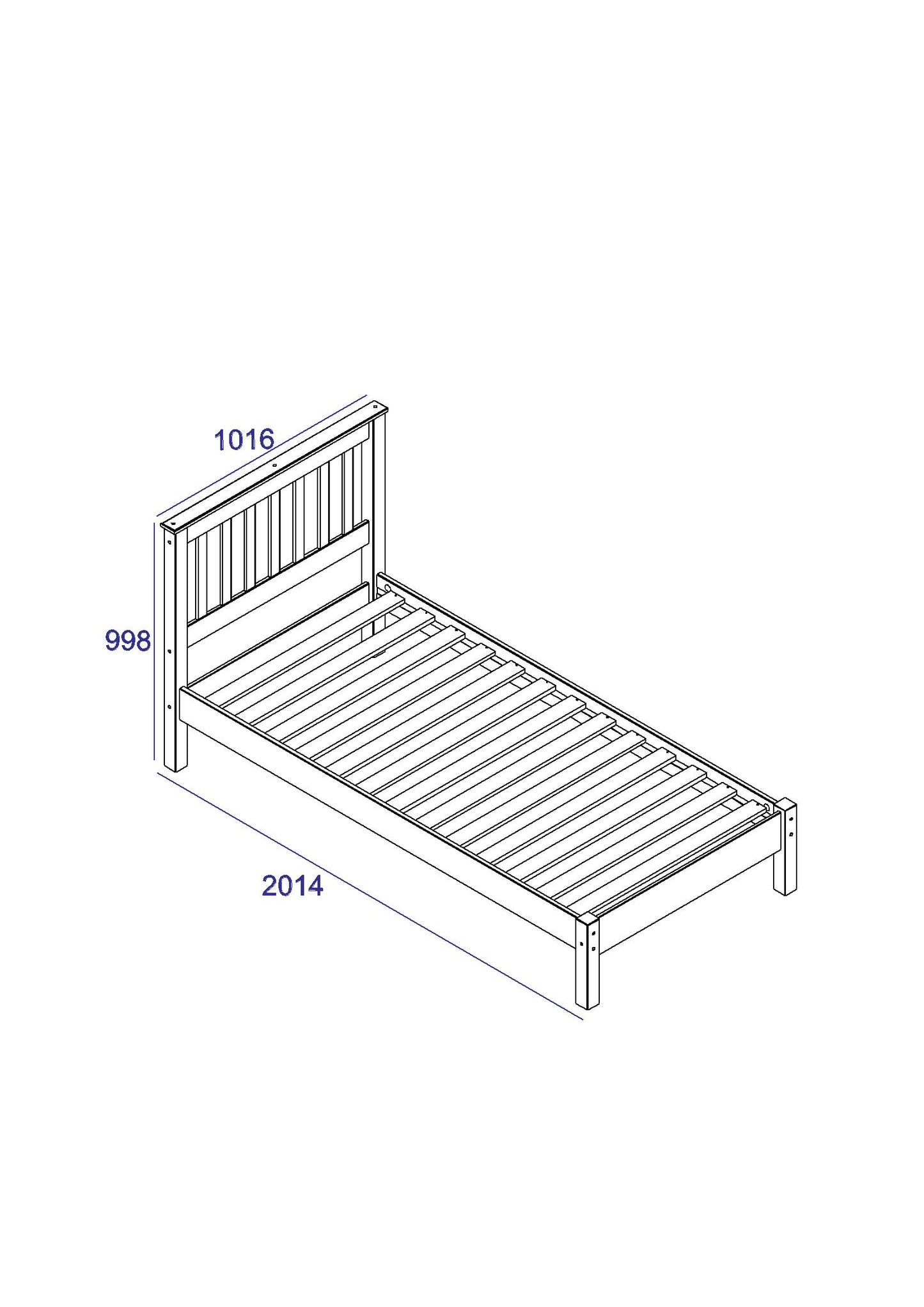 Liberty Corona Premium Waxed Pine Bedroom Single 3'0" Slatted Low End Bedstead
