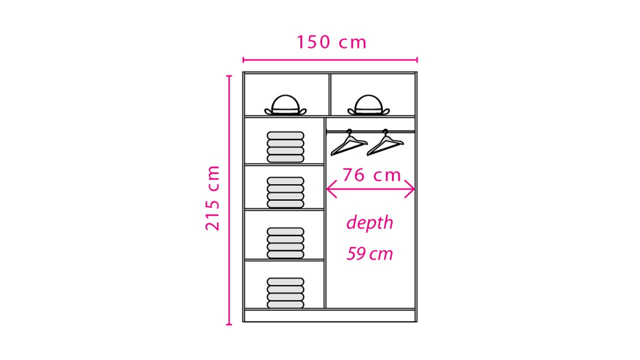 Liberty Effect 2 Sliding Door Wardrobe 150cm