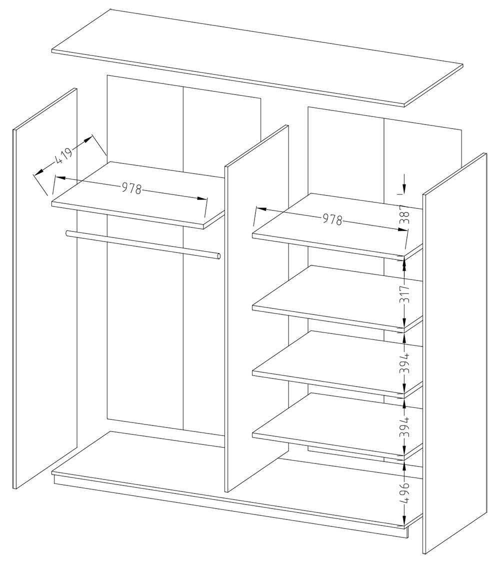 Liberty Beta Sliding Door Mirrored Wardrobe