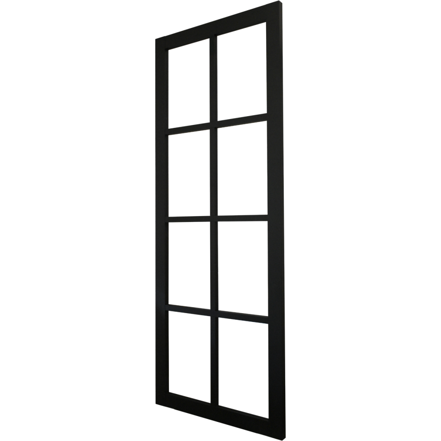 XL Joinery Internal Black Laminate Haringey 8 Panel Glazed Industrial Style Door With Clear Glass Fully Finished