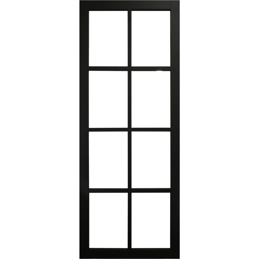XL Joinery Internal Black Laminate Haringey 8 Panel Glazed Industrial Style Door With Clear Glass Fully Finished