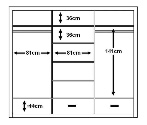 Liberty AR-23 Sliding Door Wardrobe 250cm 3 Door