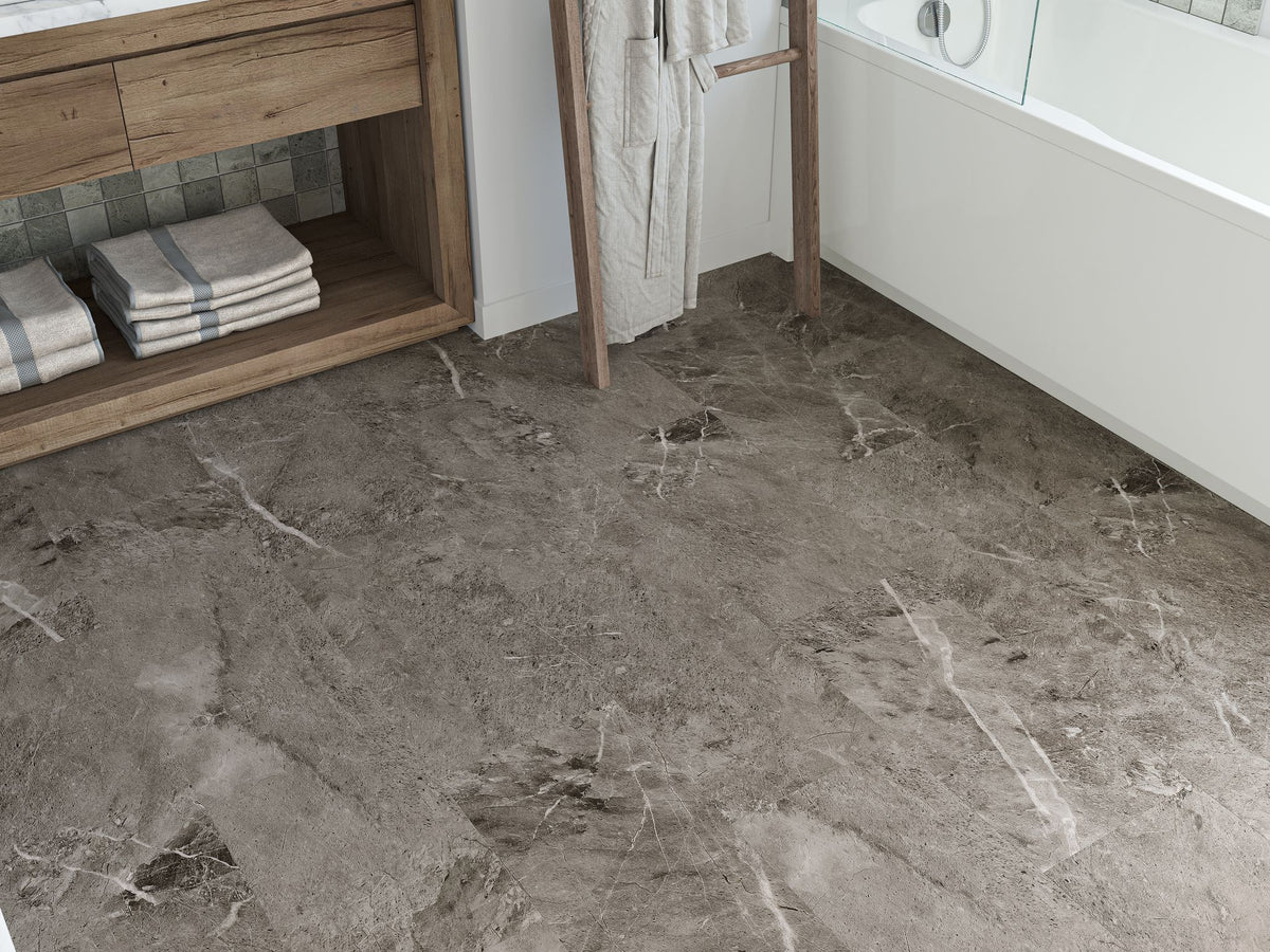 Liberty SPC Luxury Vinyl Tile Earth Grey Angelsey LVT Flooring Built In Underlay