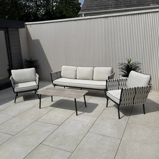 Rattan Republic Aluminium & Rope Lounge Garden Sofa Set