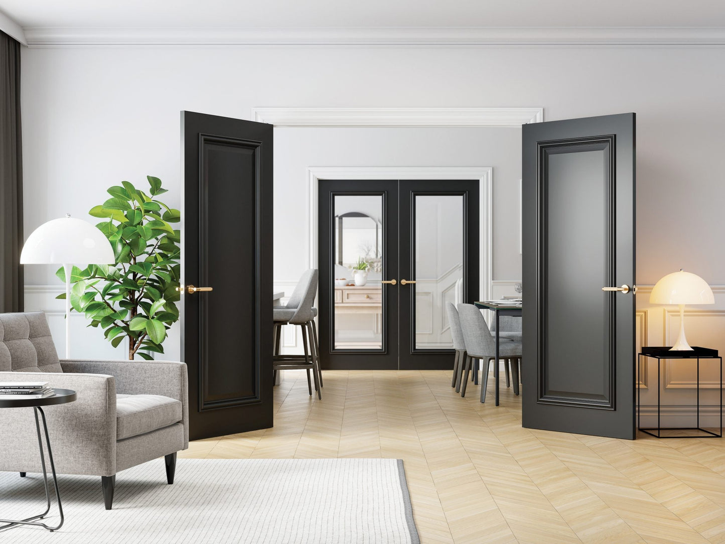 Deanta Blenheim Prefinished FD30 Fire Door Internal Black Door