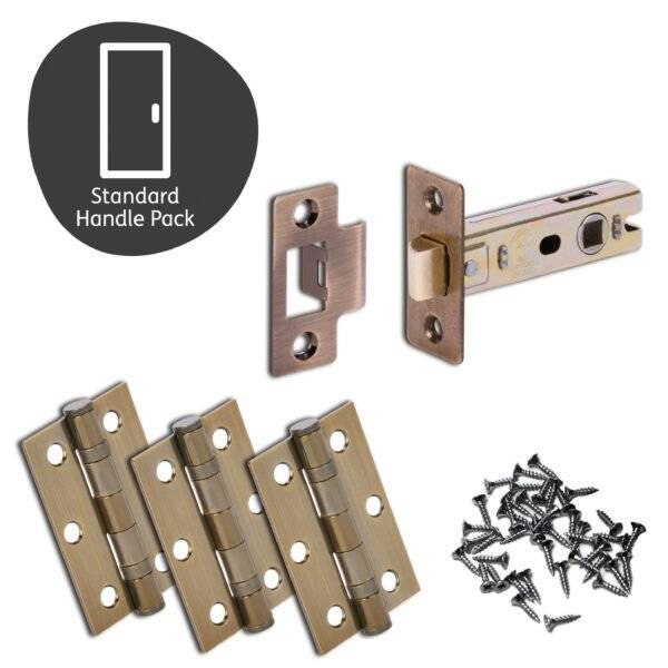 Oglio Door Handle Bathroom Pack with lock and 65mm Latch