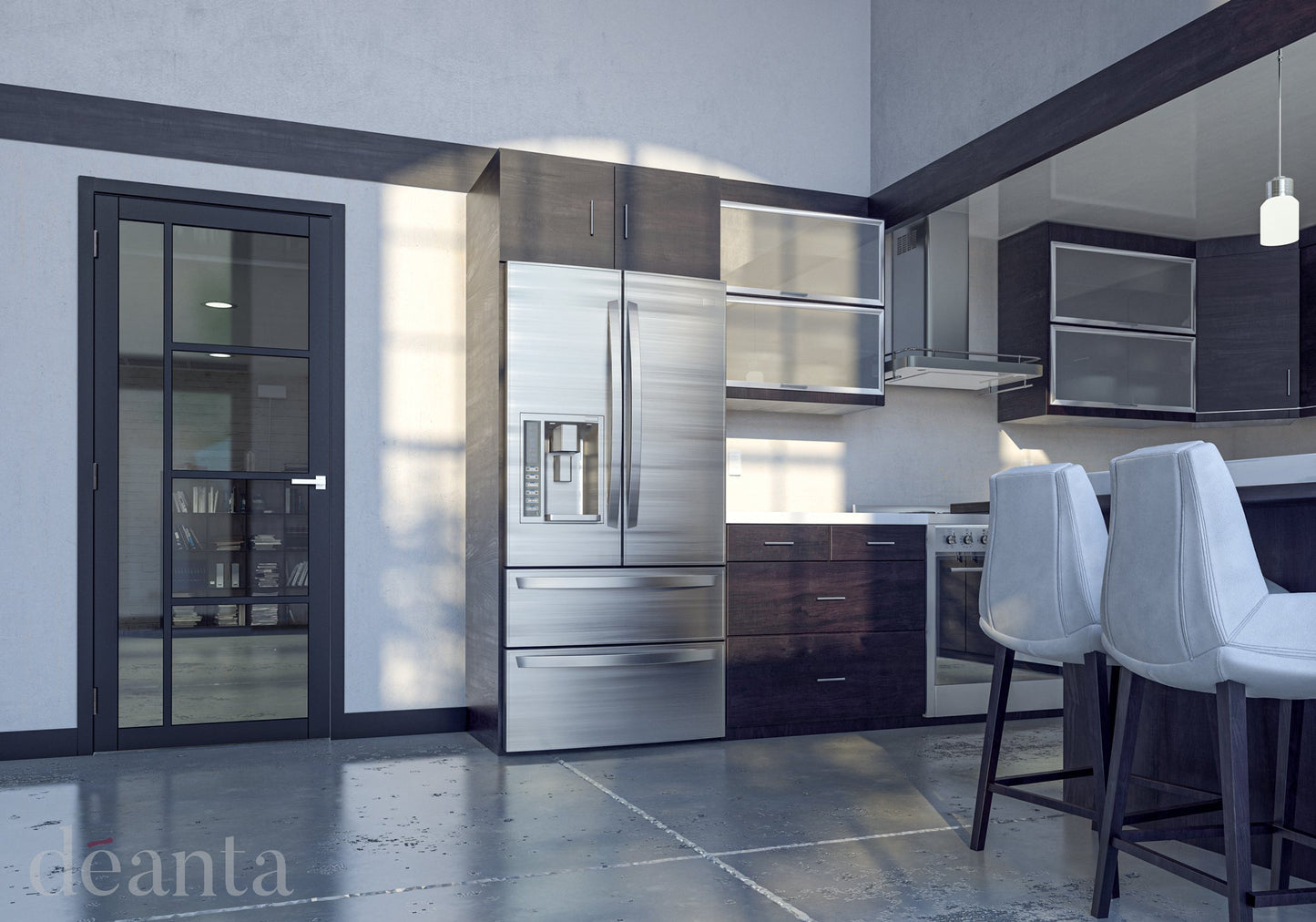 Deanta Internal Brixton Black Prefinished Glazed Door