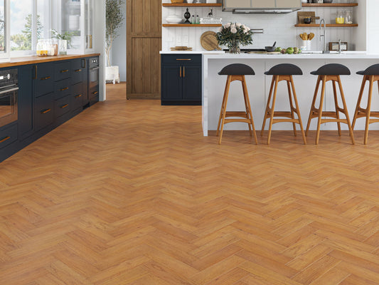 Liberty Herringbone Real Wood 10 x 80mm Engineered Flooring Burnham Golden Oak Brushed UV Oiled