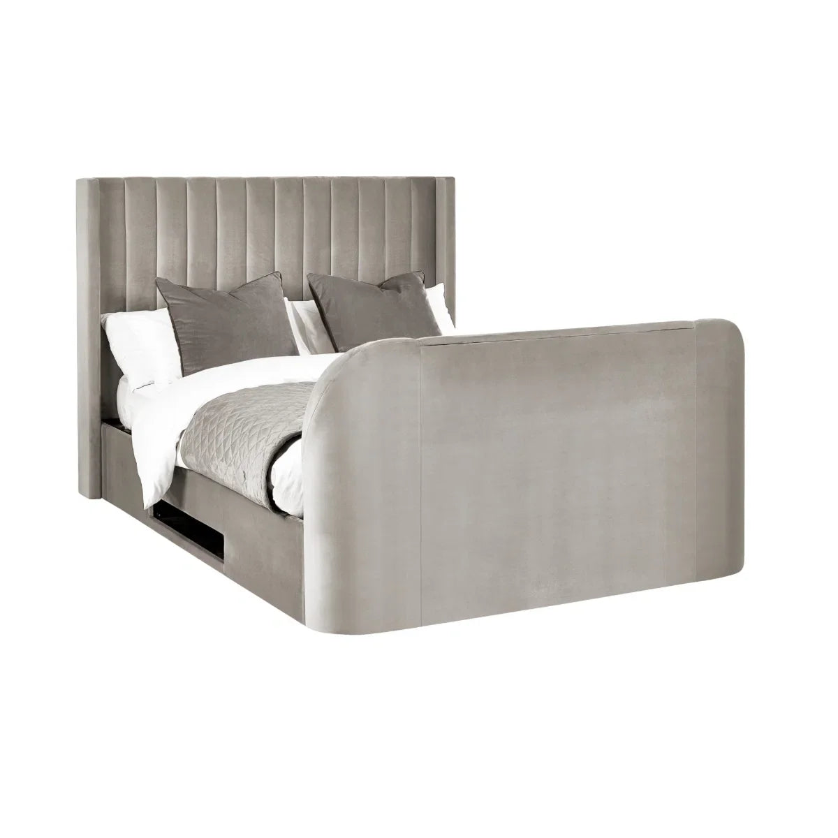 Trinity Clara Side Lift Ottoman Light Grey Fabric TV Bed