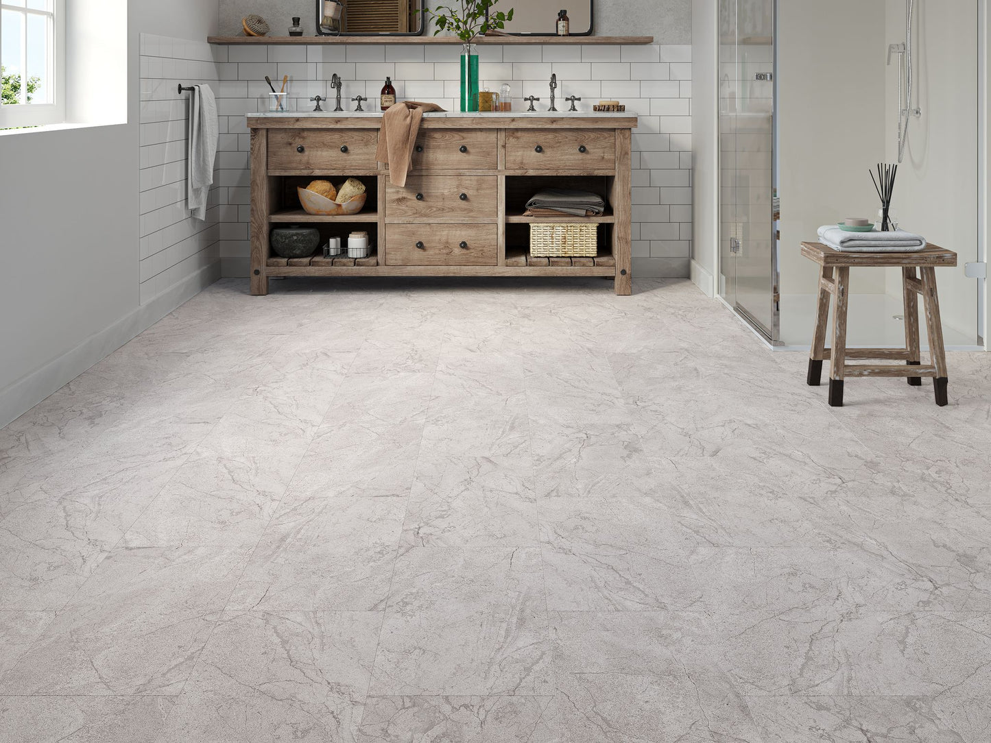 Liberty SPC Luxury Vinyl Tile Weathered Natural Stone Grey Calshot LVT Flooring Built In Underlay