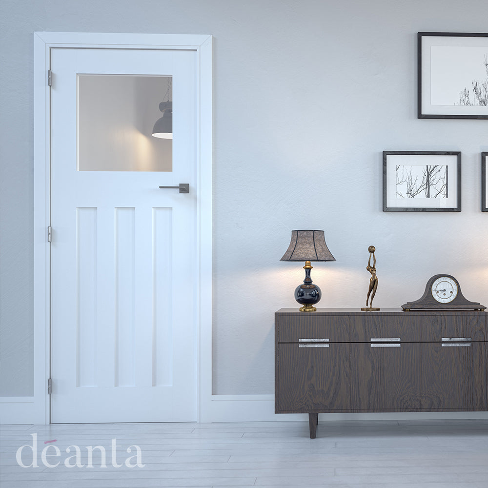 Deanta Internal Cambridge White Primed Glazed Door