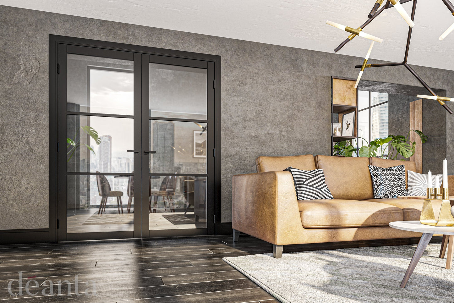 Deanta Internal Camden Black Prefinished Glazed Door