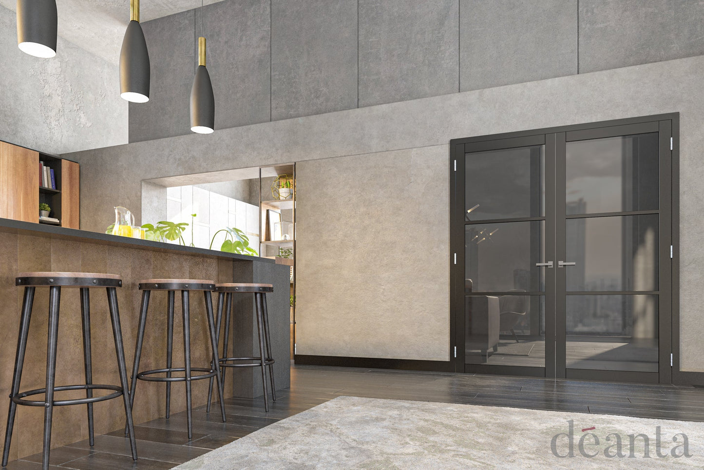 Deanta Internal Camden Black Prefinished Glazed Door
