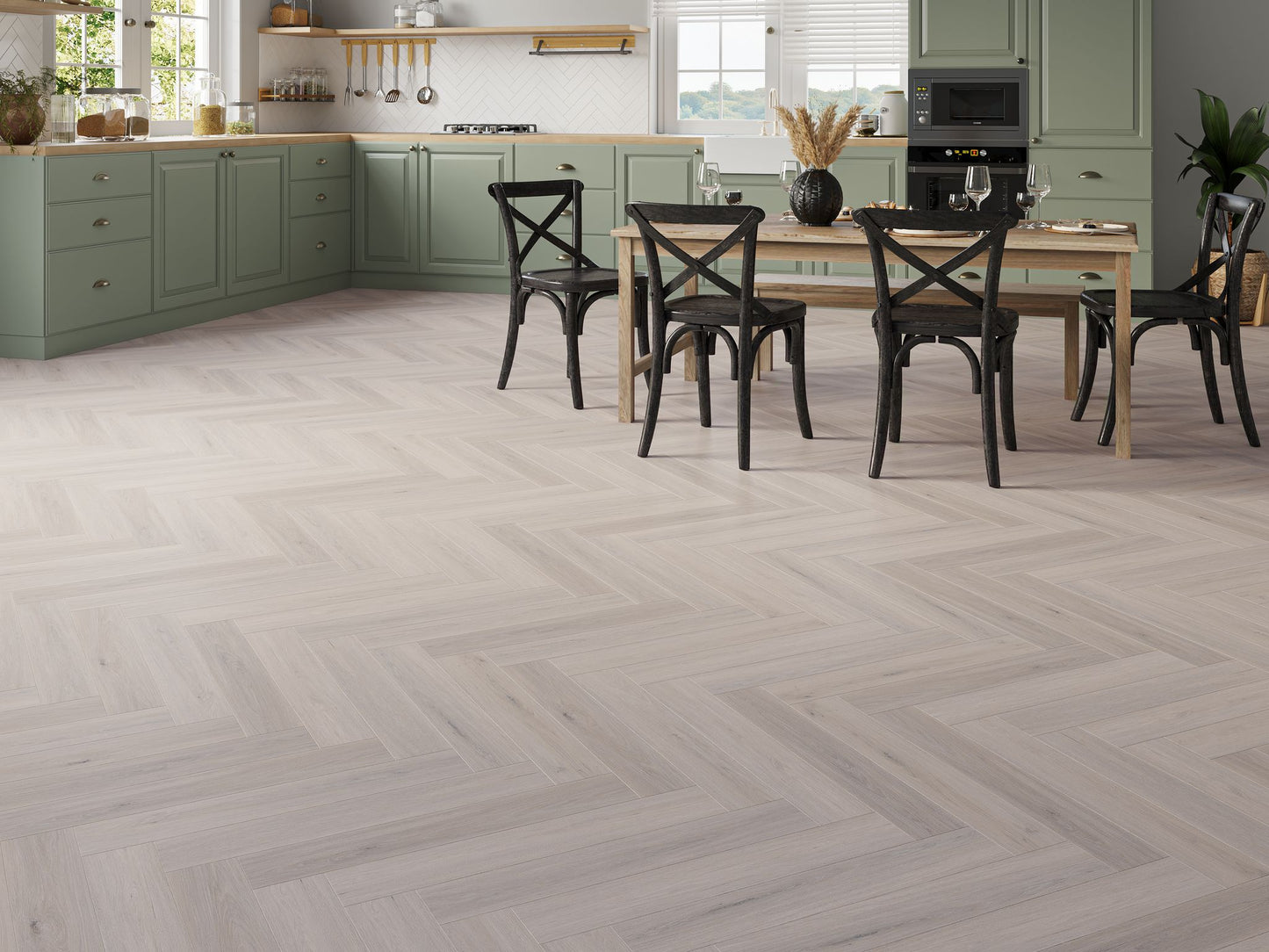 Liberty Lux Compton Light Grey Oak 5mm SPC Luxury Vinyl Flooring Herringbone