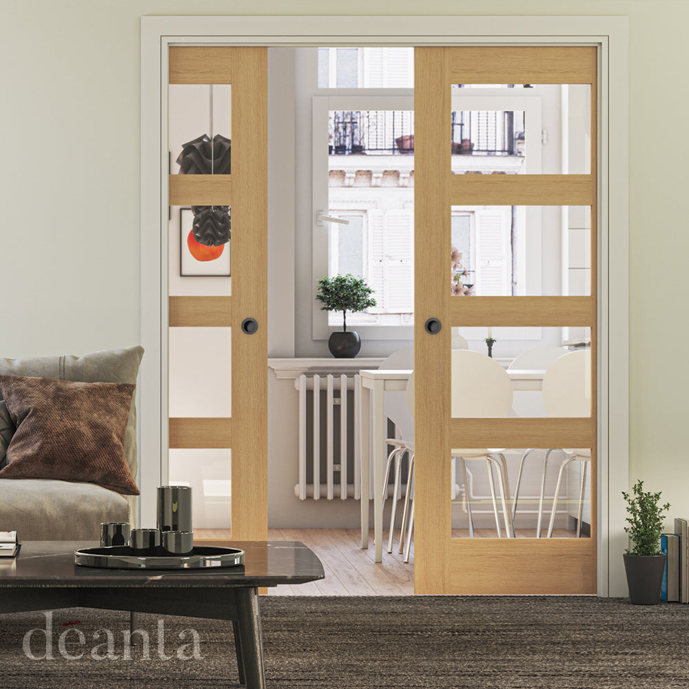 Deanta Internal Coventry Oak Unfinished Glazed Door