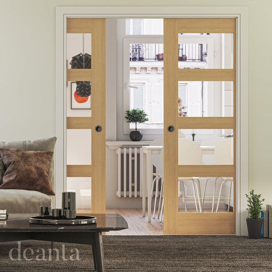 Deanta Internal Coventry Oak Prefinished Glazed Door