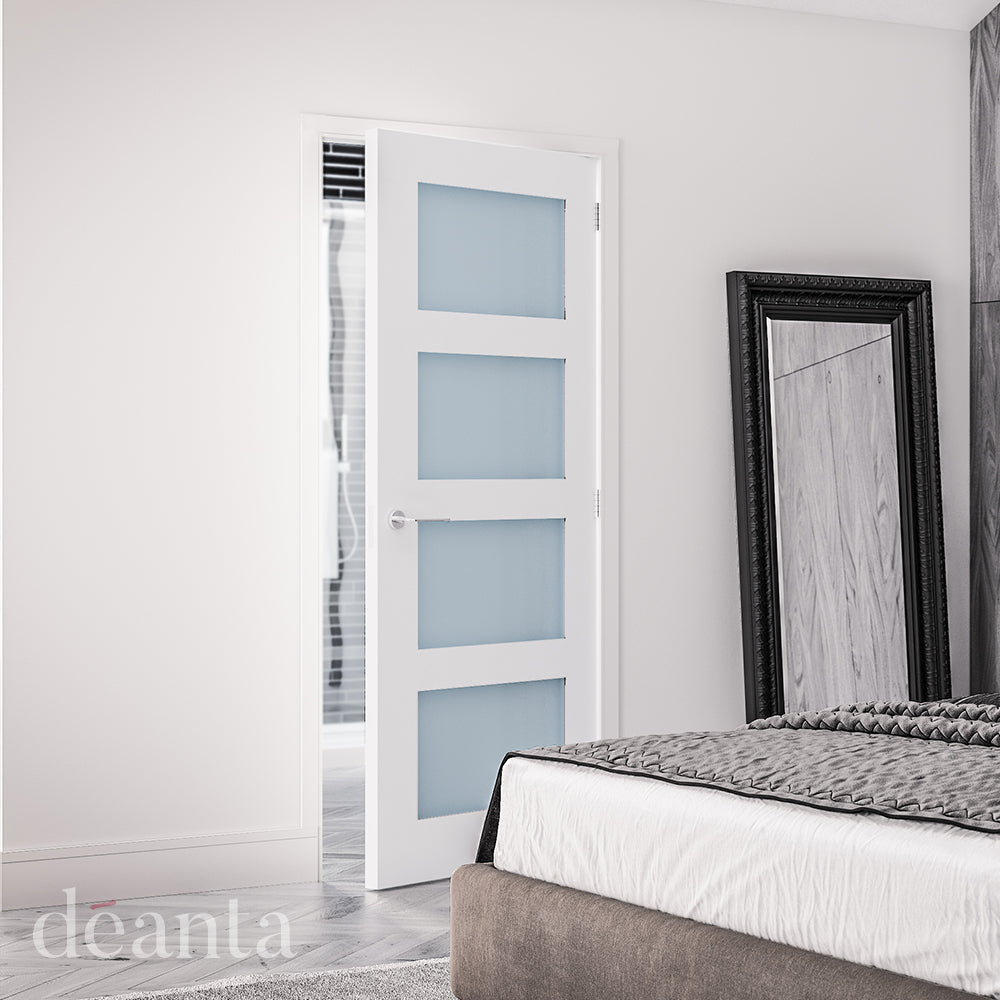 Deanta Internal Coventry White Primed Obscure Glazed Door