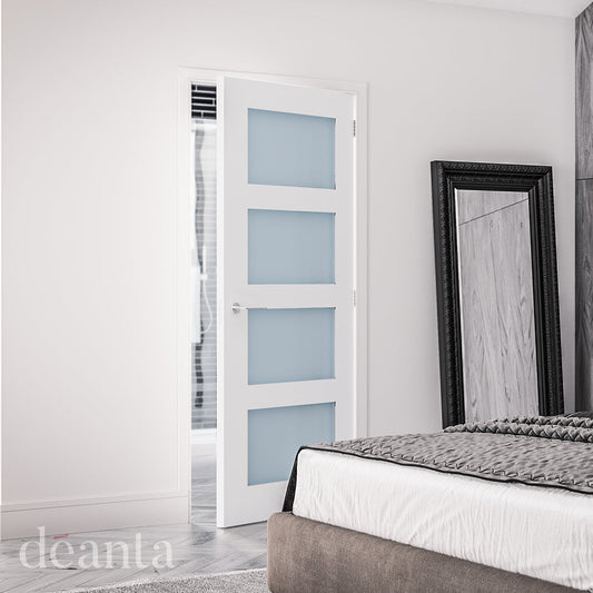 Deanta Internal Coventry White Primed Obscure Glazed Door