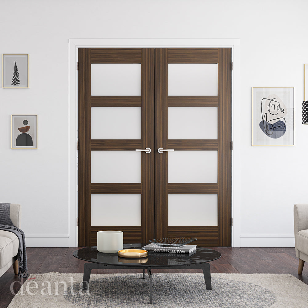 Deanta Internal Coventry Walnut Prefinished Obscure Glazed Door