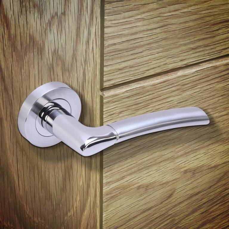 Drava Fire Door Handle Pack Chrome/Satin Chrome with 75mm Latch